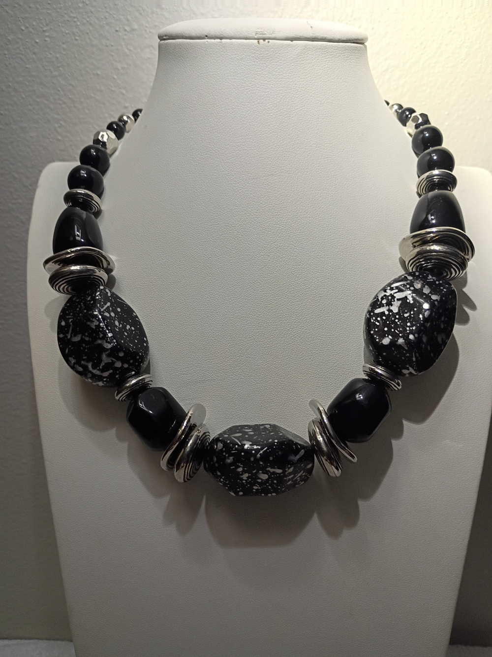 Black Speckled Statement Necklace - Women Jewelry